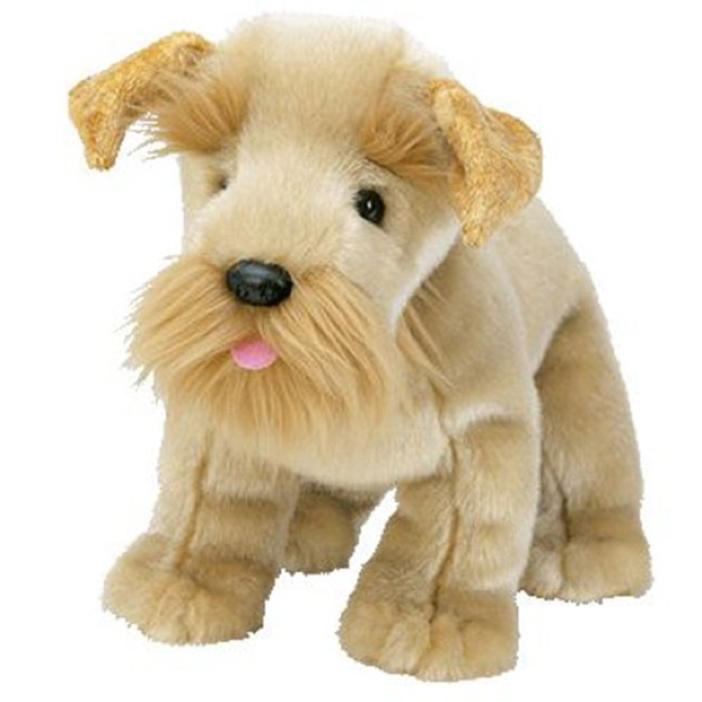 Ty Beanie Baby Plush Tan Dog Toy “Schnitzel the Schnauzer” Born 2002